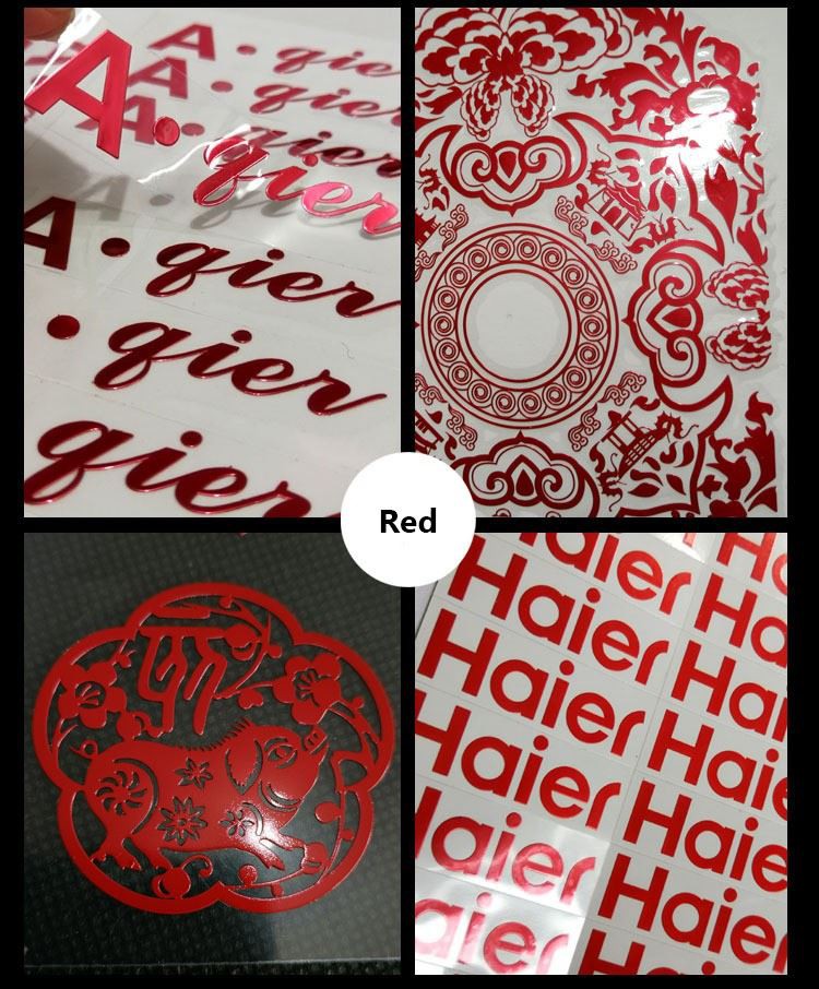 metal sticker in red color
